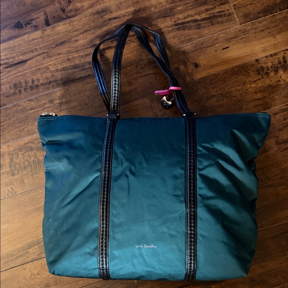 Vera Bradley Dark Teal Tote with Black Straps